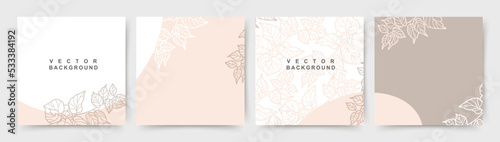 Social media post in pink pastel colors with flowers elements. Vector background for packaging, branding design, presentation, for сontent creators of beauty, fashion, cosmetics, jewelry, makeup