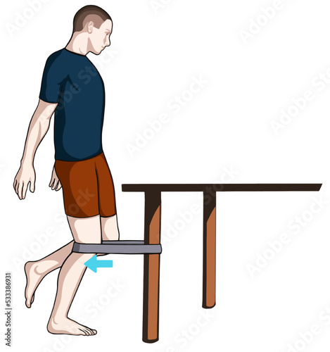 physiotheraphy knee joint exercise position illustration. Exercise 9