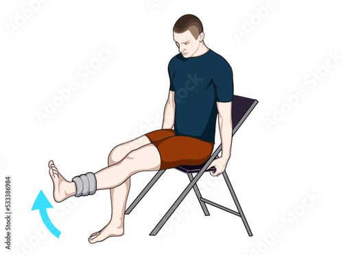 physiotheraphy knee joint exercise position illustration. Exercise 10