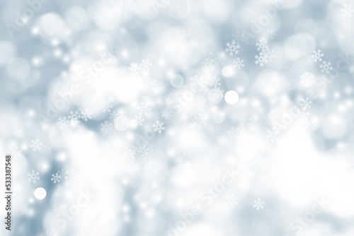 White snowflake blurred on gray defocused background  Luxury christmas shine wallaper.