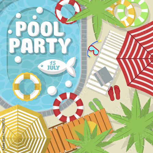 Fototapeta Summer pool party invitation layout