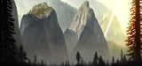 Mysterious spruce forest, concept art, idea for inspiration, illustration for a book