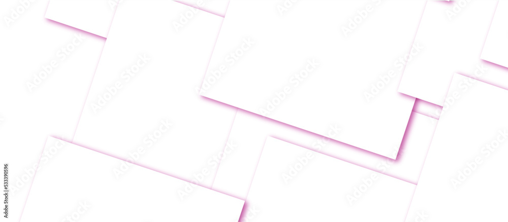 Abstract modern white and pink geometric overlapping square pattern design of technology background with shadow. You can use for add, poster, design artwork, template, banner, wallpaper. Abstract modern white and pink geometric overlapping square pattern design of technology background with shadow. You can use for add, poster, design artwork, template, banner, wallpaper.