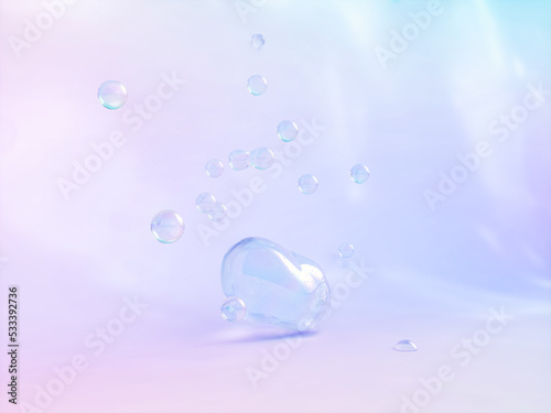 Natural beauty podium backdrop for product display with water drops on pastel color background. 3d rendering.
