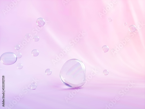 Natural beauty podium backdrop for product display with water drops on pastel color background. 3d rendering.