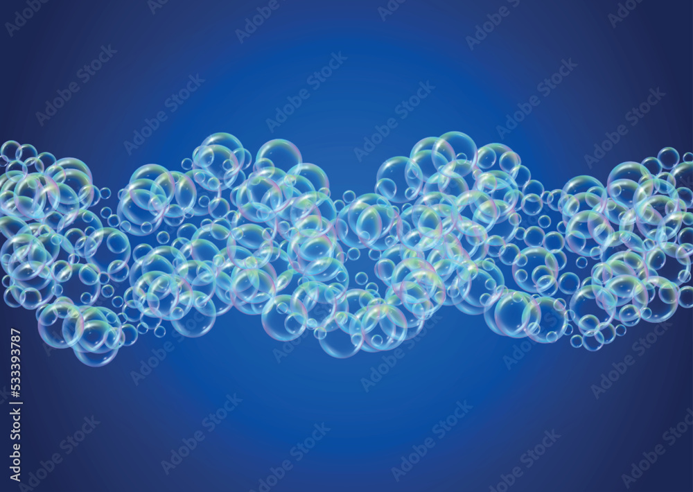 Swimming pool background with soap bubbles and foam.