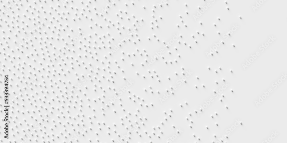Randomly positioned white small spheres geometrical background wallpaper banner or template with copy space