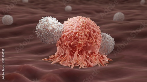 CAR T-cells attacking a cancer cell