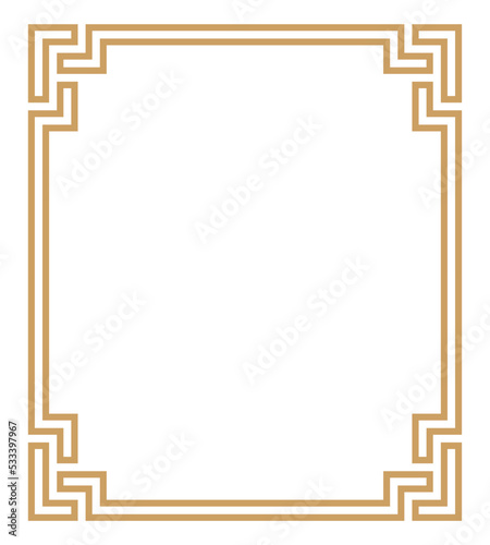 Decorative frame Elegant vector element for design in Eastern style, place for text. Geometric golden and white border. Lace illustration for invitations and greeting cards