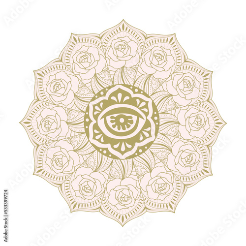 Mandala, spiritual symbol round ornament