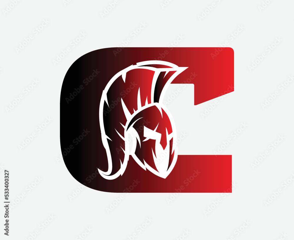 initial Letter C spartan logo, gym and fitness logo