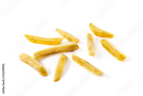Fried potatoes, french fries isolated on white background