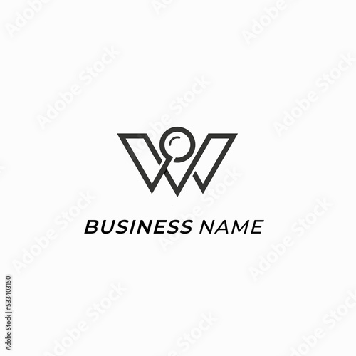 design logo magnifying glass and letter W