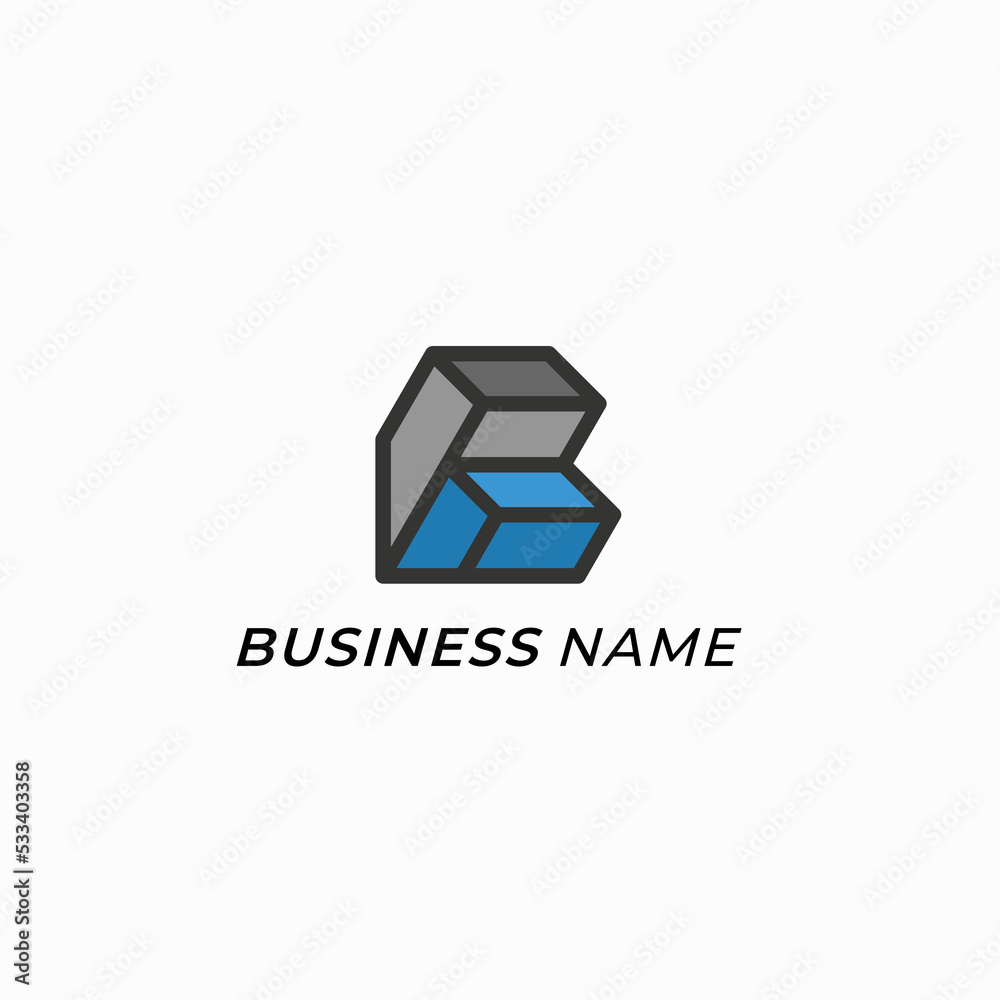 Fototapeta premium logo design rectangle cube and letter B