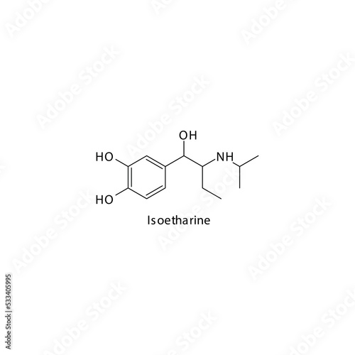 Isoetharine  molecule flat skeletal structure, beta agonist used in asthma, COPD Vector illustration on white background. photo