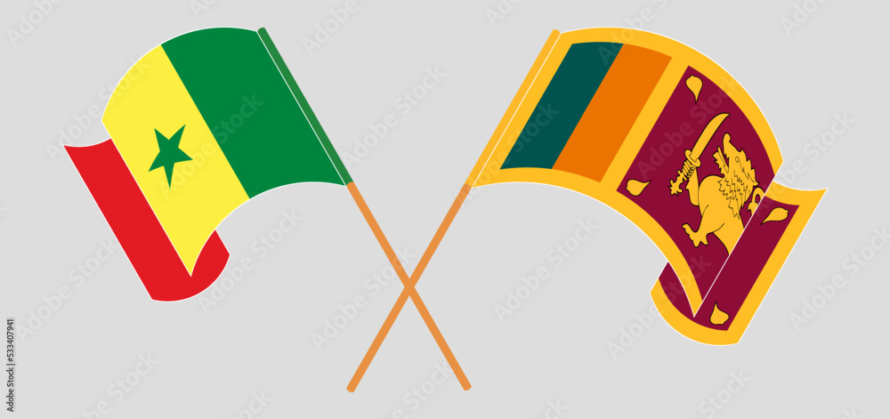Crossed and waving flags of Senegal and Sri Lanka Crossed and waving flags of Senegal and Sri Lanka