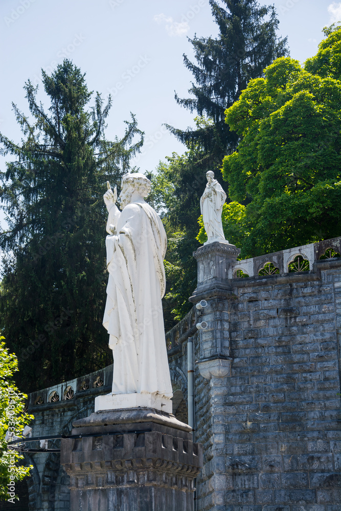 Statues near the Basilica of the Holy Rosary in Lourdes, France