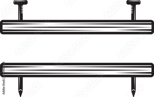 PrintVintage carpentry woodword mechanic wood brick nail form. Can be used like emblem, logo, badge, label. mark, poster or print. Monochrome Graphic Art. Vector