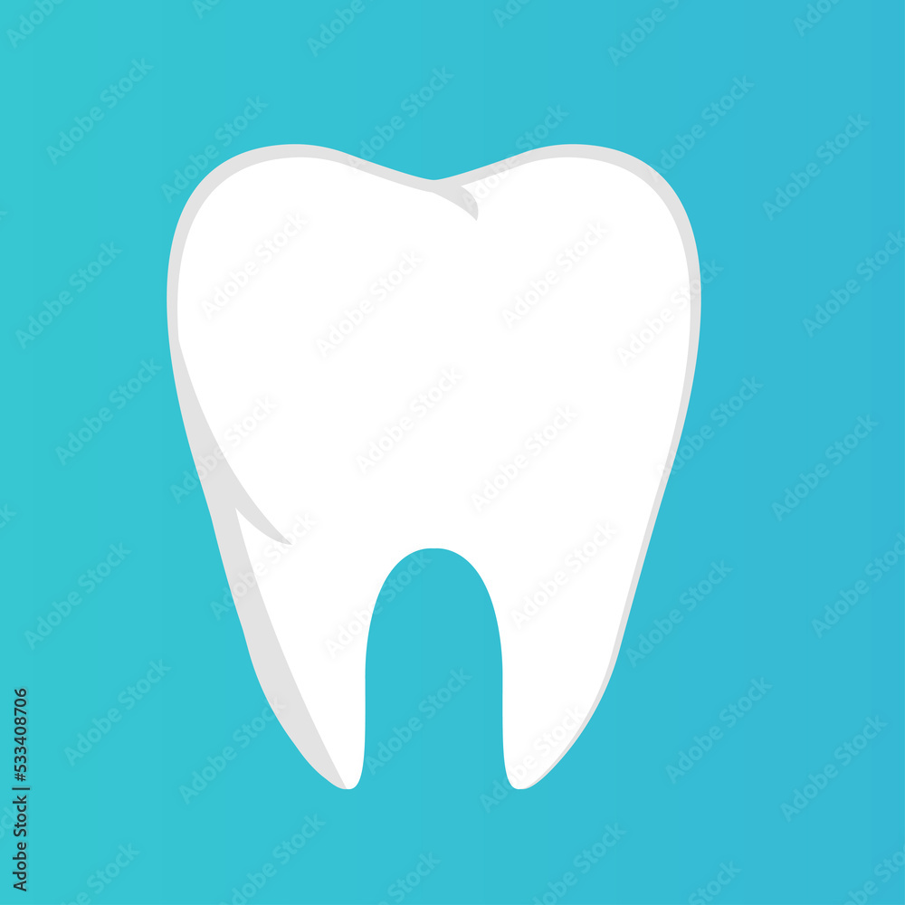 Tooth on a blue background. Vector illustration.