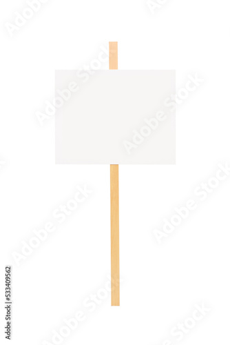 Blank banner on a wooden stick