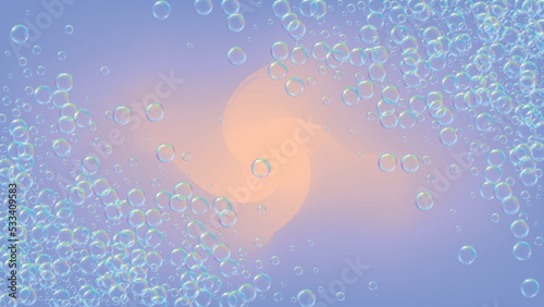 Suds bubble. Detergent bath foam and soap for bathtub. Shampoo.