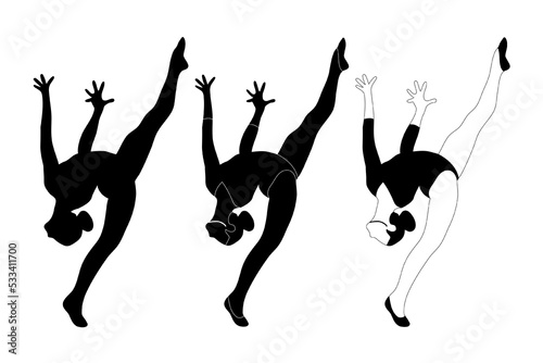 Flat design gymnast, gym girl  silhouette illustration. Gymnastics. Isolated vector