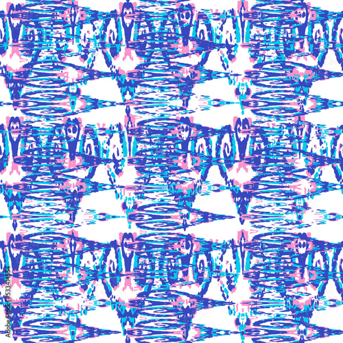 Ethnic Vector Pattern. Bohemian Peacock Print. Fashion Retro Art. Abstract Modern Batik. Geometric Ikat Seamless Design. Vintage Ornament. Rhombus Watercolor Background. 