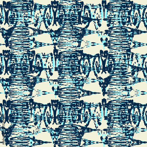 Ethnic Vector Pattern. Bohemian Peacock Print. Fashion Retro Art. Abstract Modern Batik. Geometric Ikat Seamless Design. Vintage Ornament. Rhombus Watercolor Background. 