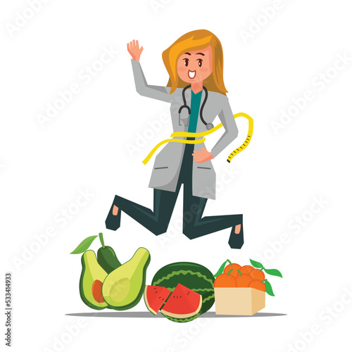 female doctor nutritionist weight loss with fruits