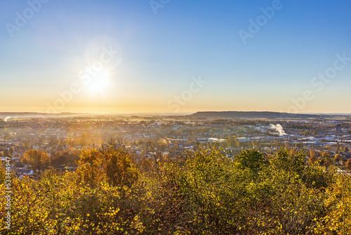 View at Falköping city in Sweden with autumn colors