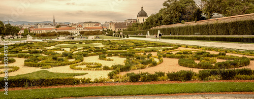 Vienna, Austria - August 20, 2022: Tourists at Belvedere Castle and Gardens in summer season © jovannig