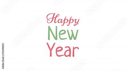 Animated New Year Eve text template. Winter holidays. Xmas happiness. Looped HD video footage with alpha channel. Short phrase animation for postcard, ecard, banner. Niconne, Neucha fonts used photo