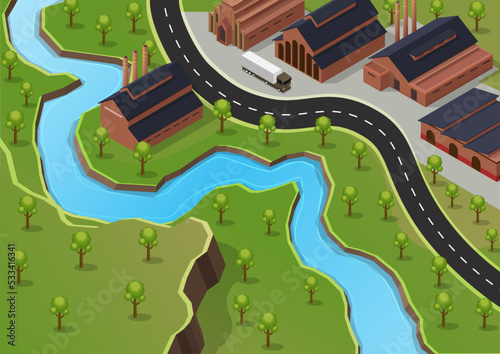 Isometric industrial building area