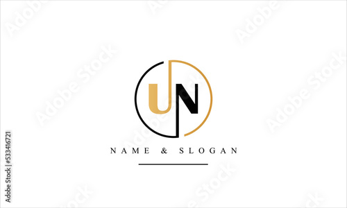 UN, NU, U, N abstract letters logo monogram