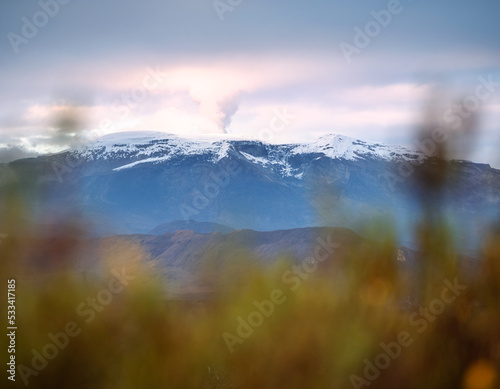 sunrise in the mountains of ruiz volcano, kumanday,  photo