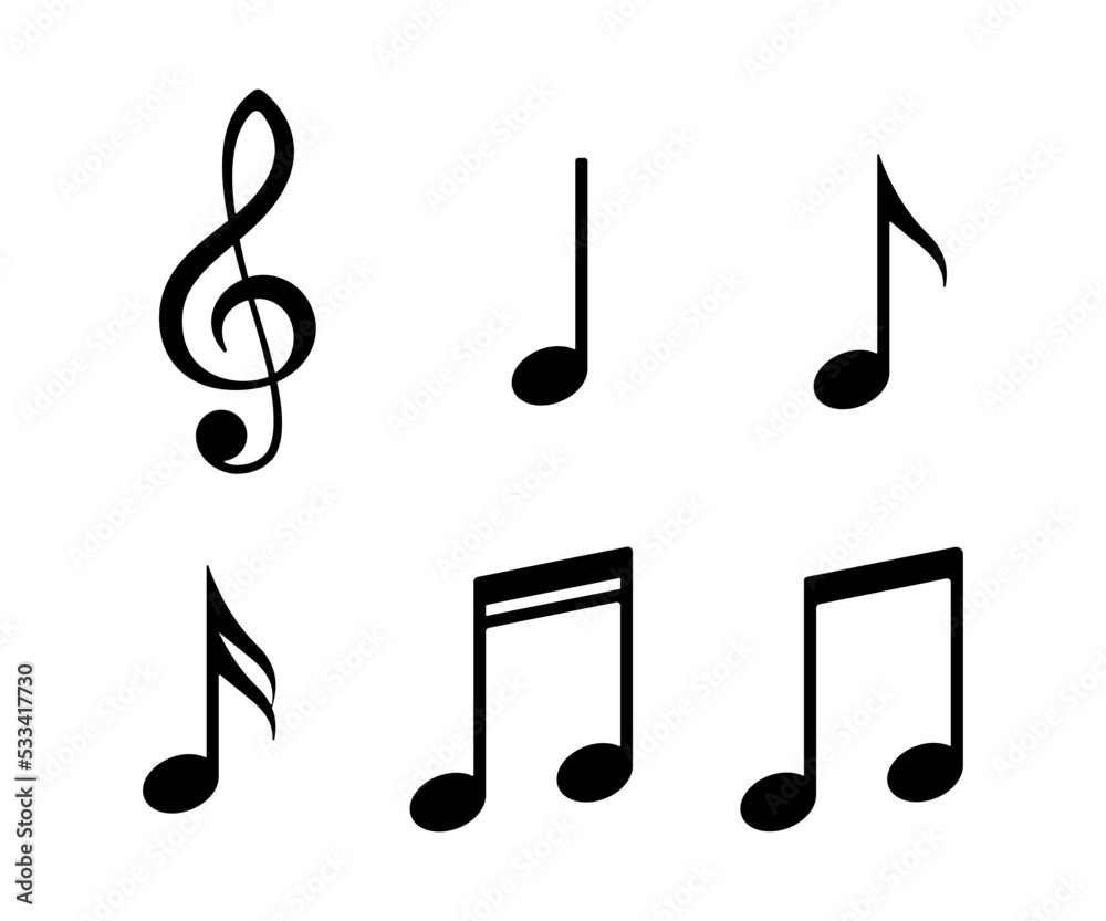 Music notes icon set isolated on white background. Music notes icon set isolated on white background.