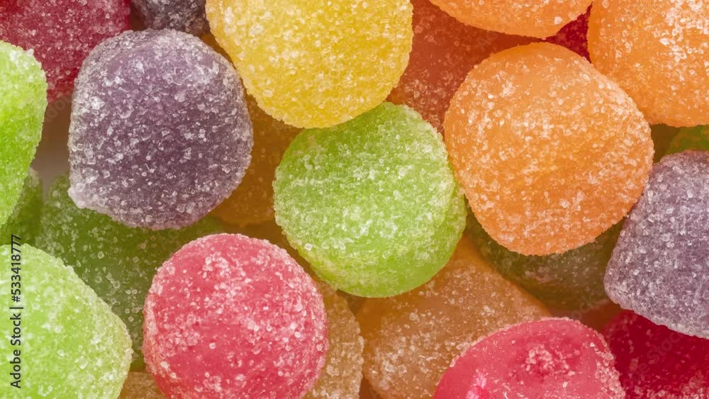 Closeup top view of colorful gum drop candies