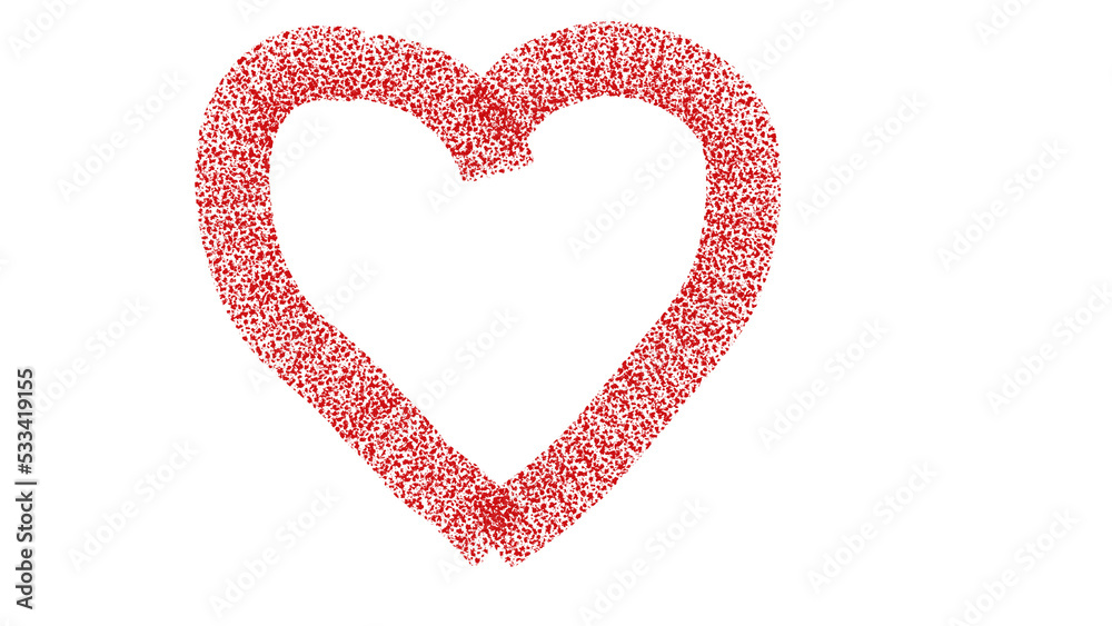 Isolated red hand-drawn heart stamp
