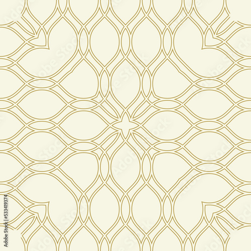 Seamless vector ornament. Modern wavy background. Geometric golden modern pattern