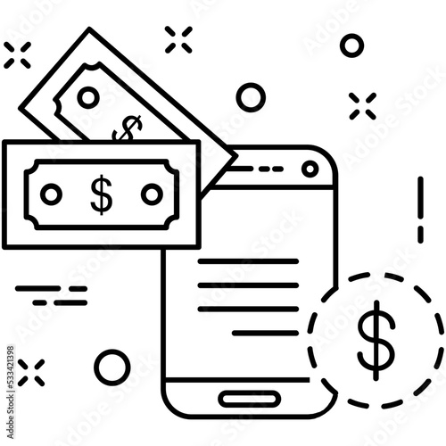 Mobile Banking Line Vector Icon 