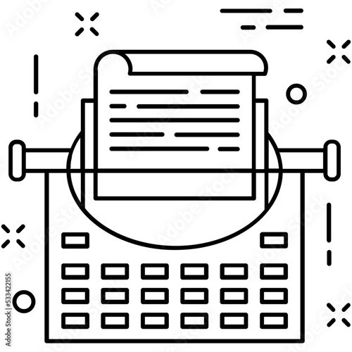 Typewriter Line Vector Icon