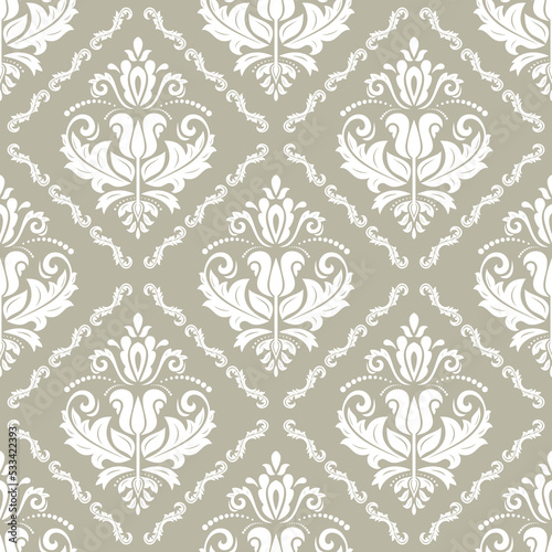 Obraz na płótnie Orient vector classic pattern. Seamless abstract background with vintage elements. Orient beige and white pattern. Ornament for wallpapers and packaging w salonie