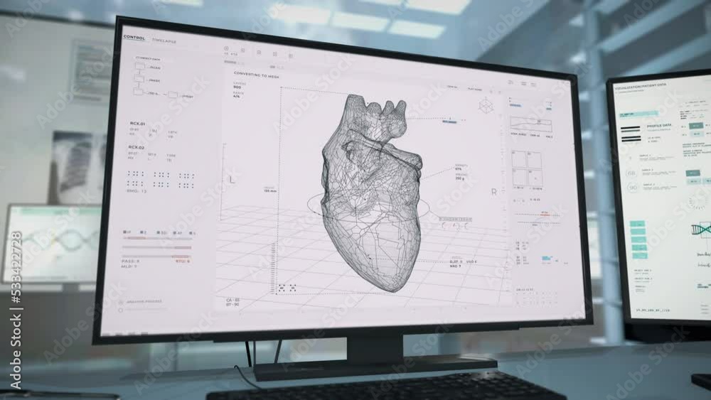 Medical laboratory machine is analyzing the organ data. Medical laboratory machine processing