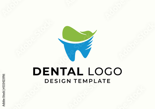 Clean tooth, dentist dental clinic logo design template