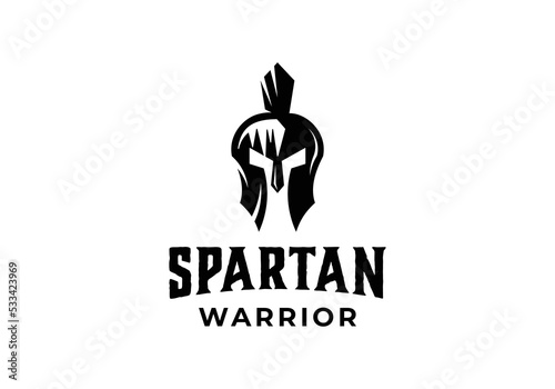 Spartan warrior knight army helmet logo design template