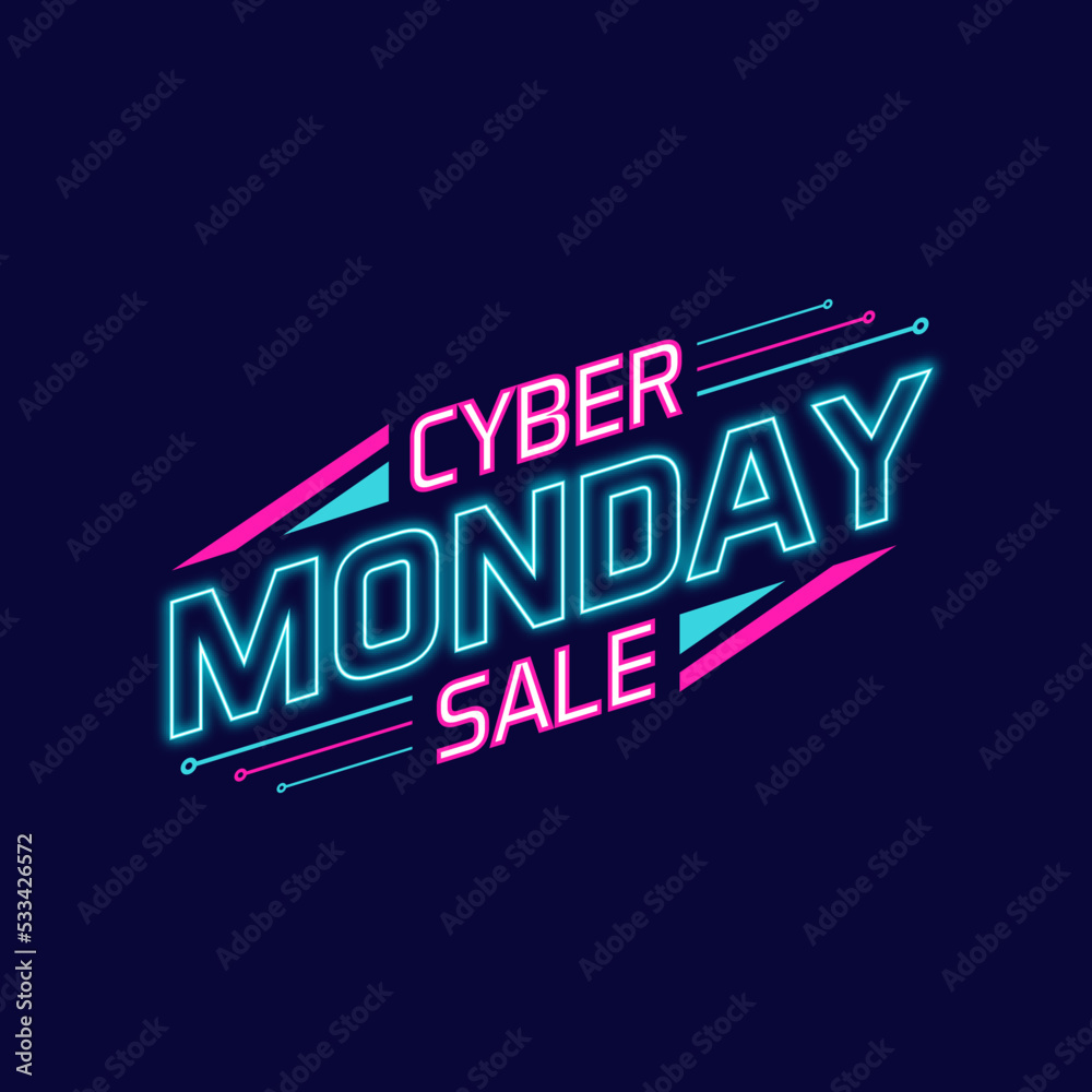 Cyber Monday sale neon letters