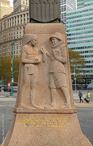 Netherland Monument, monument was dedicated in 1926 to mark tercentenary of Dutch settlement. Battery Park in Lower Manhattan, New York City photo