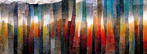 Colorful mosaic of multi-colored stone, abstract organic lines of stone texture, harmonizing in colors , Generative AI