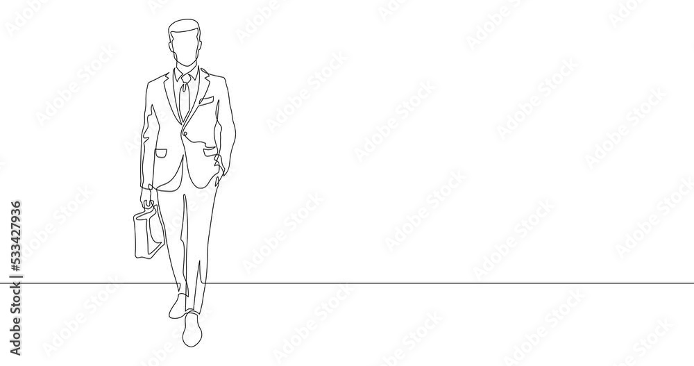Animation of an image drawn with a continuous line. Businessman silhouette. Animation of an image drawn with a continuous line. Businessman silhouette.
