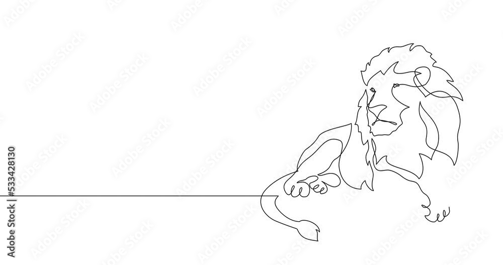 Animation of an image drawn with a continuous line. Lion. Animation of an image drawn with a continuous line. Lion.